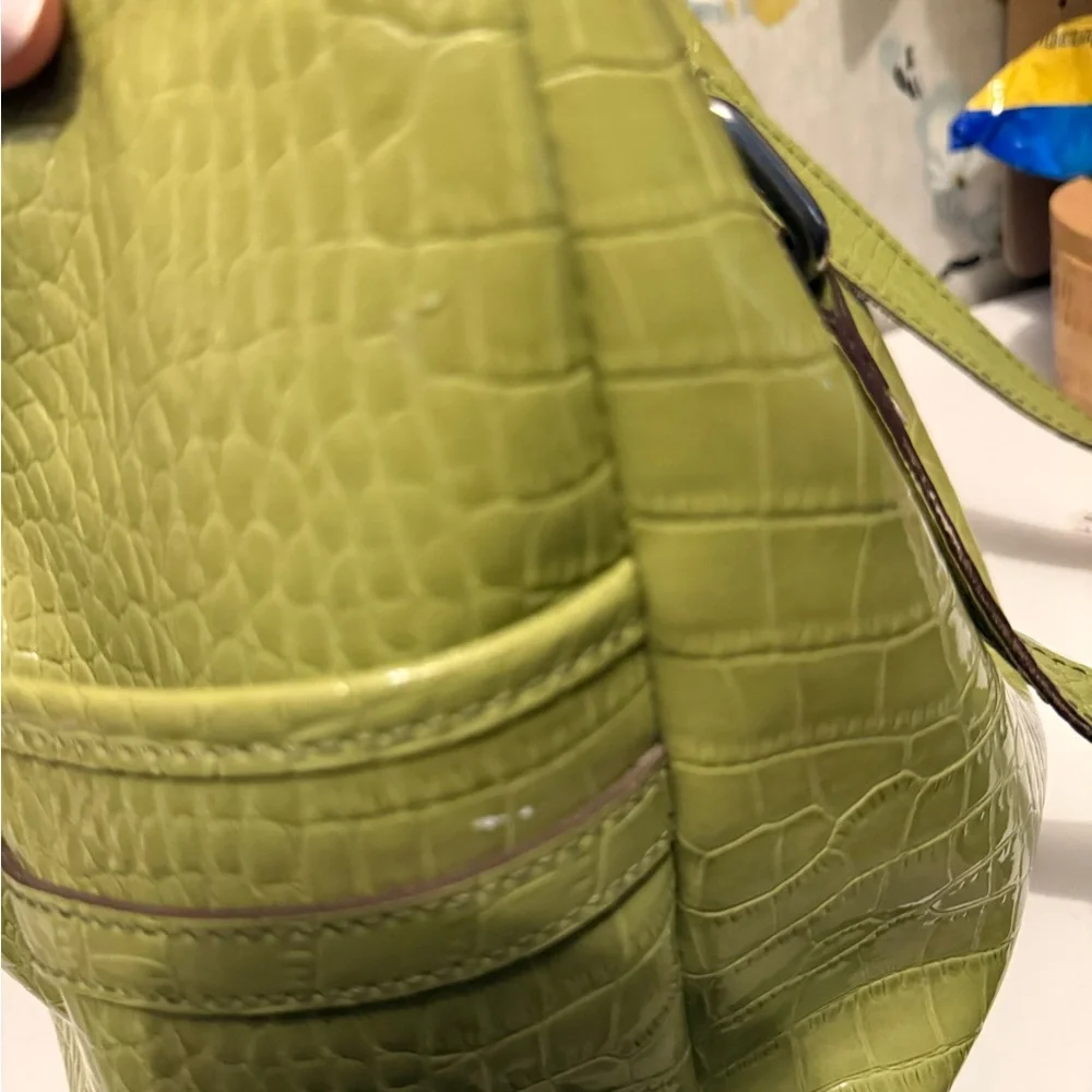 Liz Claiborne Olive Crocodile-Embossed Shoulder Bag - Picture 9 of 9